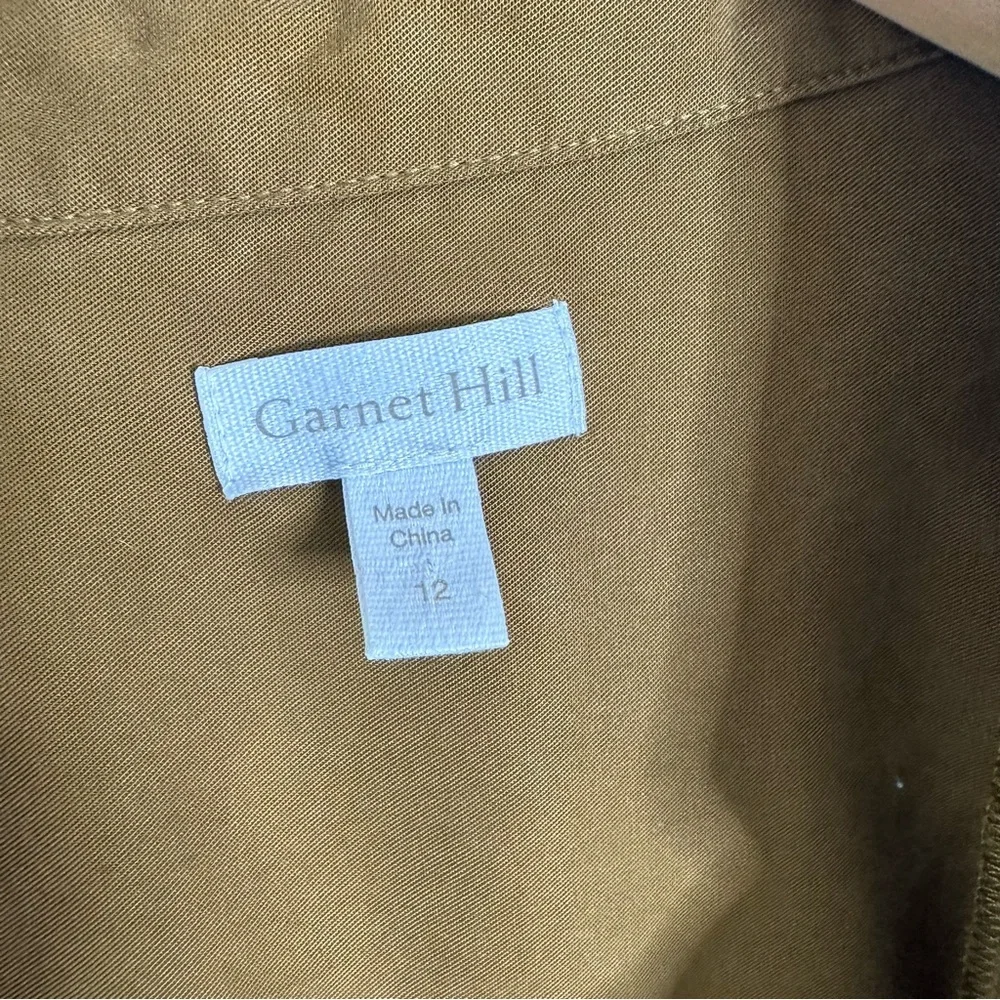 Garnet Hill Tan Popover Blouse V neck 12 - Picture 6 of 8